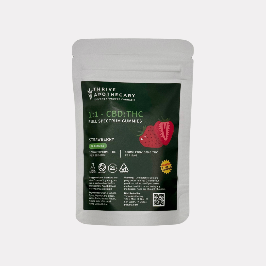 Thrive 1:1 (CBD:THC) 10mg D9 Gummies - Thrive Apothecary - Thrive Apothecary