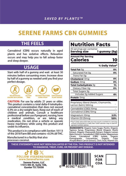 Wind down with Serene Farms' CBN + Mushroom Sleep Gummies. Powerful cannabis gummies to support rest and recovery. Shop now at Thrive Apothecary!