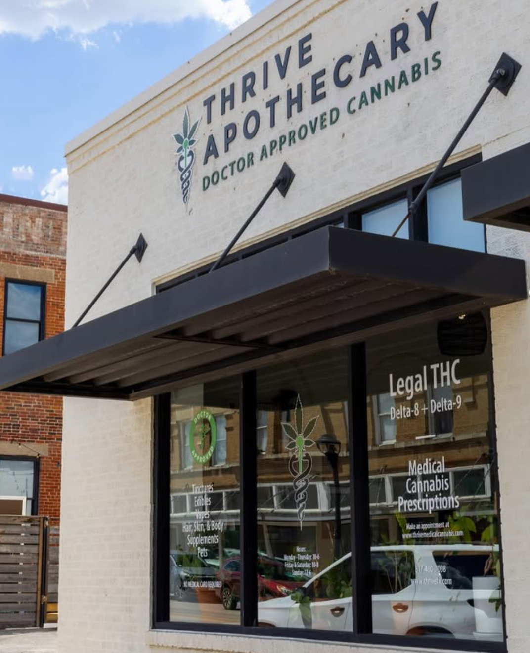 Thrive Apothecary retail storefront in Fort Worth, Texas — doctor-owned cannabis and wellness dispensary